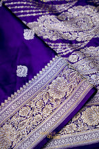 Royal Purple Swarovski Stone Work Mashru Banarasi Silk Saree