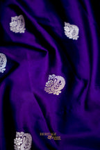 Royal Purple Swarovski Stone Work Mashru Banarasi Silk Saree