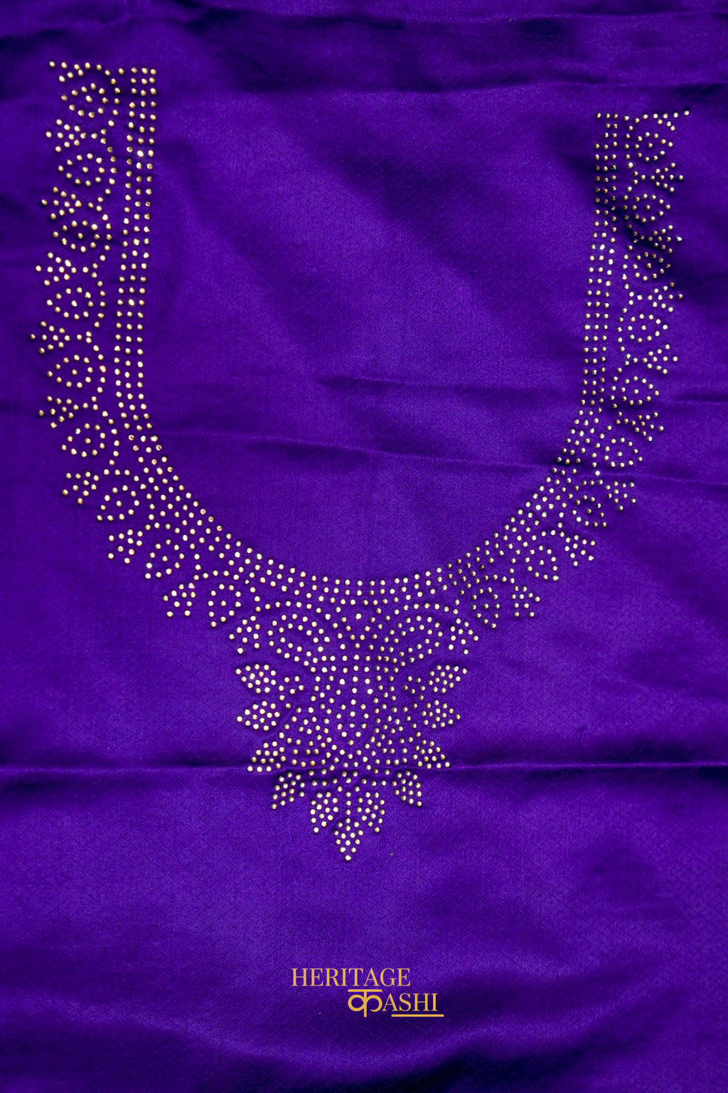 Royal Purple Swarovski Stone Work Mashru Banarasi Silk Saree