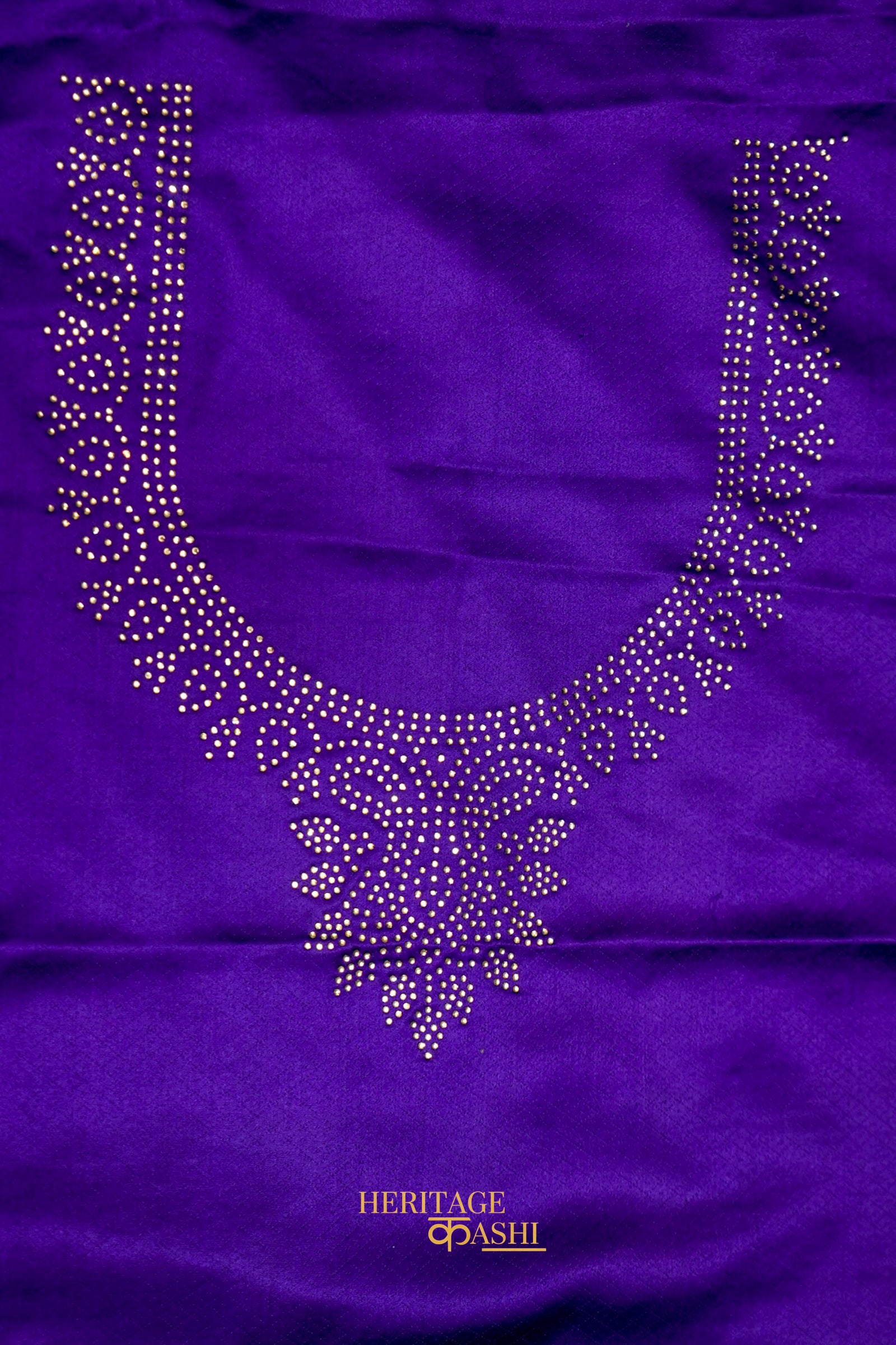 Royal Purple Swarovski Stone Work Mashru Banarasi Silk Saree