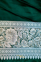 Emerald Green Swarovski Stone Work Mashru Banarasi Silk Saree
