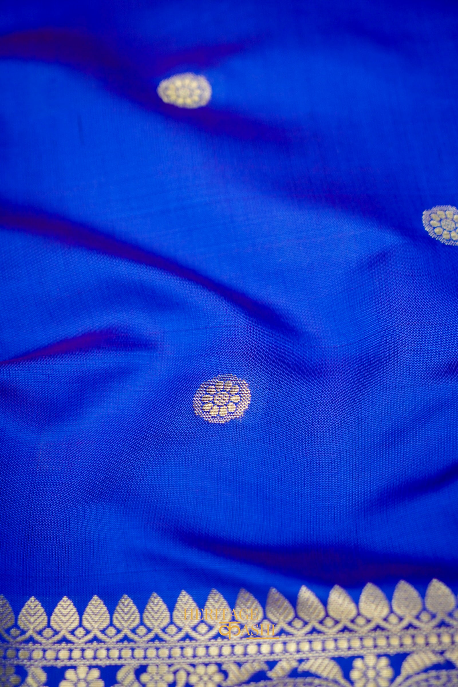 Blue Katan Banarasi Silk Saree with Rich Paisley Zari Border
