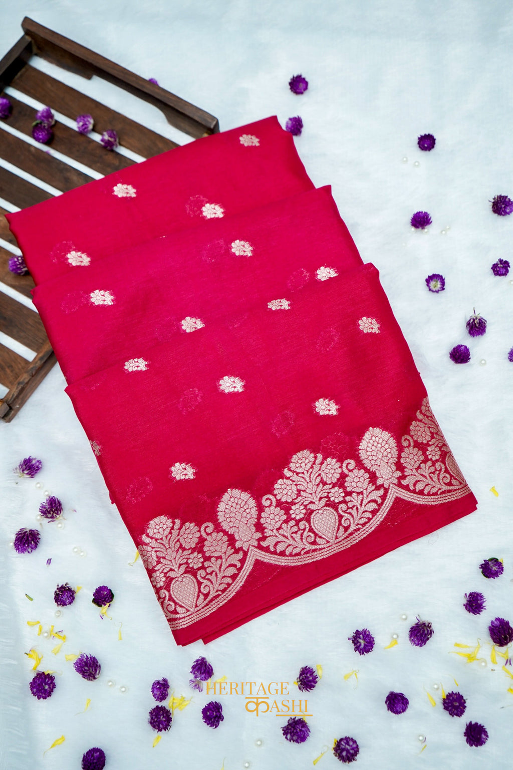 Cherry Pink Soft Silk Zari Buti Banarasi Saree