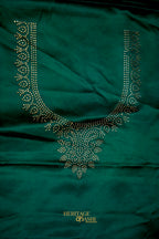 Emerald Green Swarovski Stone Work Mashru Banarasi Silk Saree