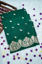 Emerald Green Soft Silk Zari Buti Banarasi Saree