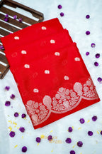 Bright Red Soft Silk Zari Buti Banarasi Saree