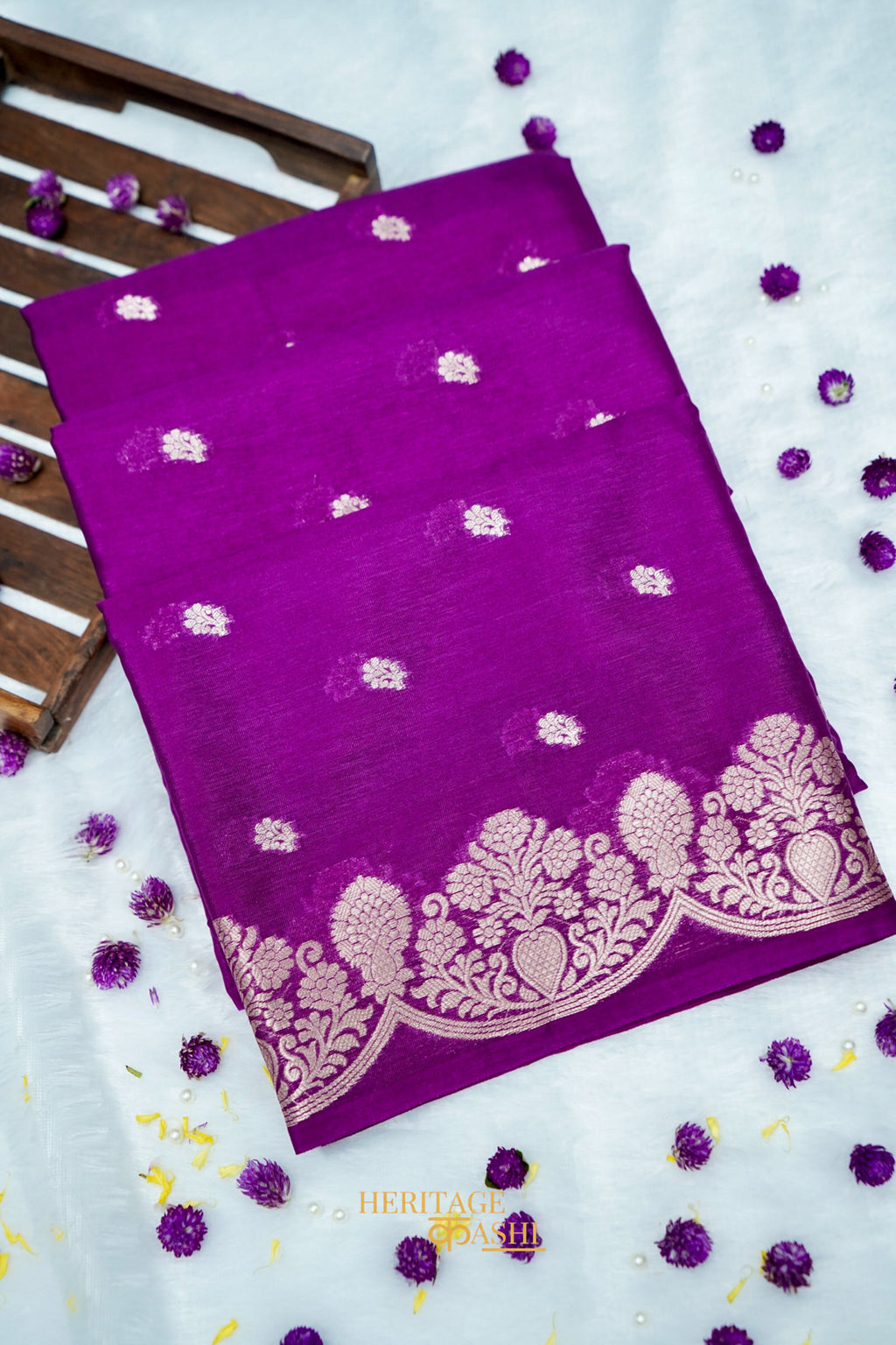 Royal Purple Soft Silk Zari Buti Banarasi Saree