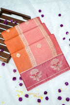 Peach-Orange Viscose Rangkat Silk Saree