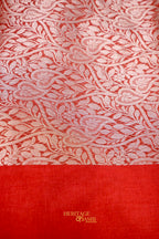 Red Banarasi Silk Stripe Saree with Premium Satin Border