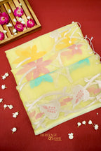 Lemon Yellow Kora Silk Dhakai Floral Weaving Banarasi Saree