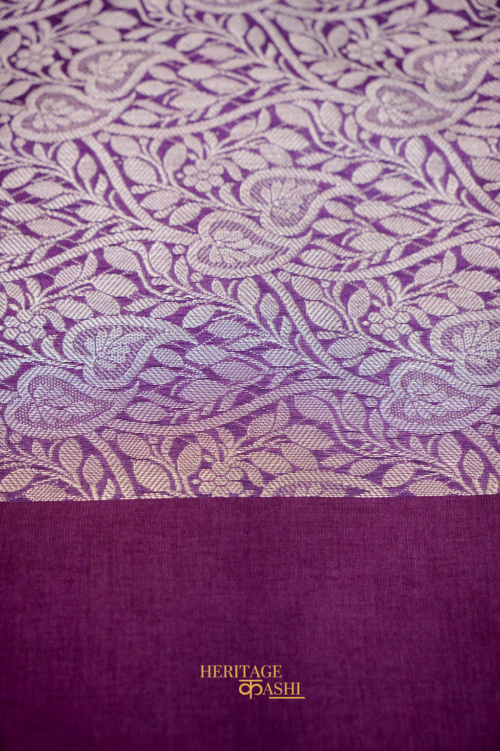 Purple Banarasi Silk Stripe Saree with Premium Satin Border