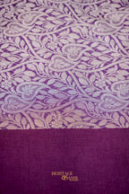 Purple Banarasi Silk Stripe Saree with Premium Satin Border