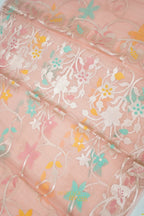 Peach Kora Silk Dhakai Floral Weaving Banarasi Saree