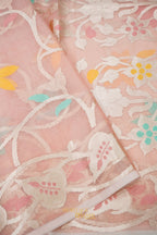 Peach Kora Silk Dhakai Floral Weaving Banarasi Saree