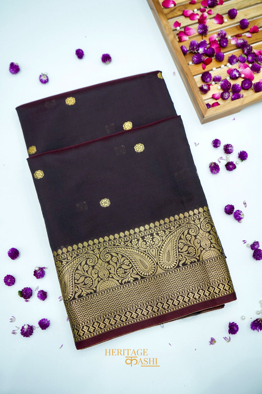 Classic Wine Katan Silk Banarasi Saree with Rich Paisley Zari Border