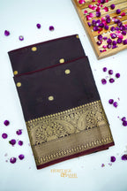 Classic Wine Katan Silk Banarasi Saree with Rich Paisley Zari Border