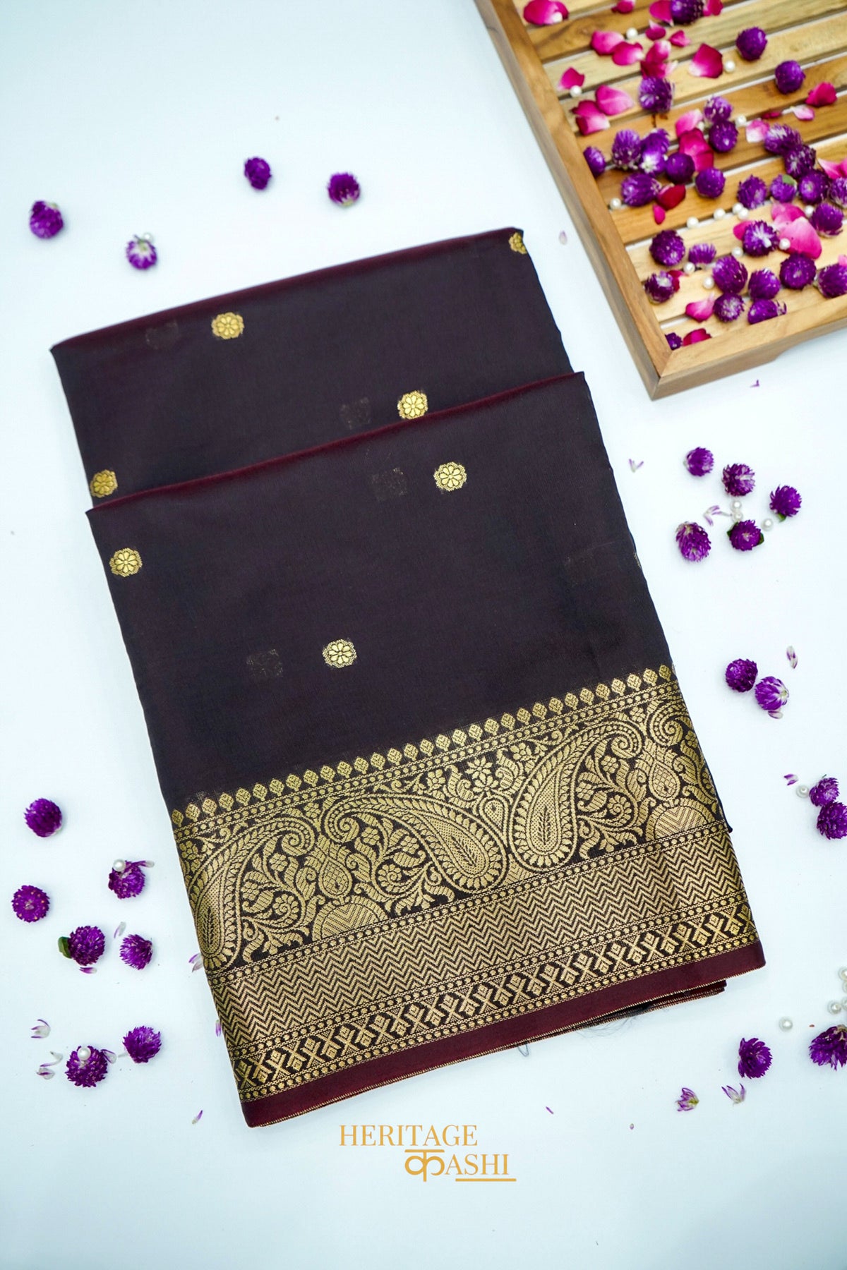 Classic Wine Katan Silk Banarasi Saree with Rich Paisley Zari Border