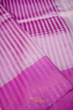 Baby Pink Banarasi Silk Stripe Saree with Premium Satin Border