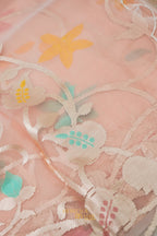 Peach Kora Silk Dhakai Floral Weaving Banarasi Saree