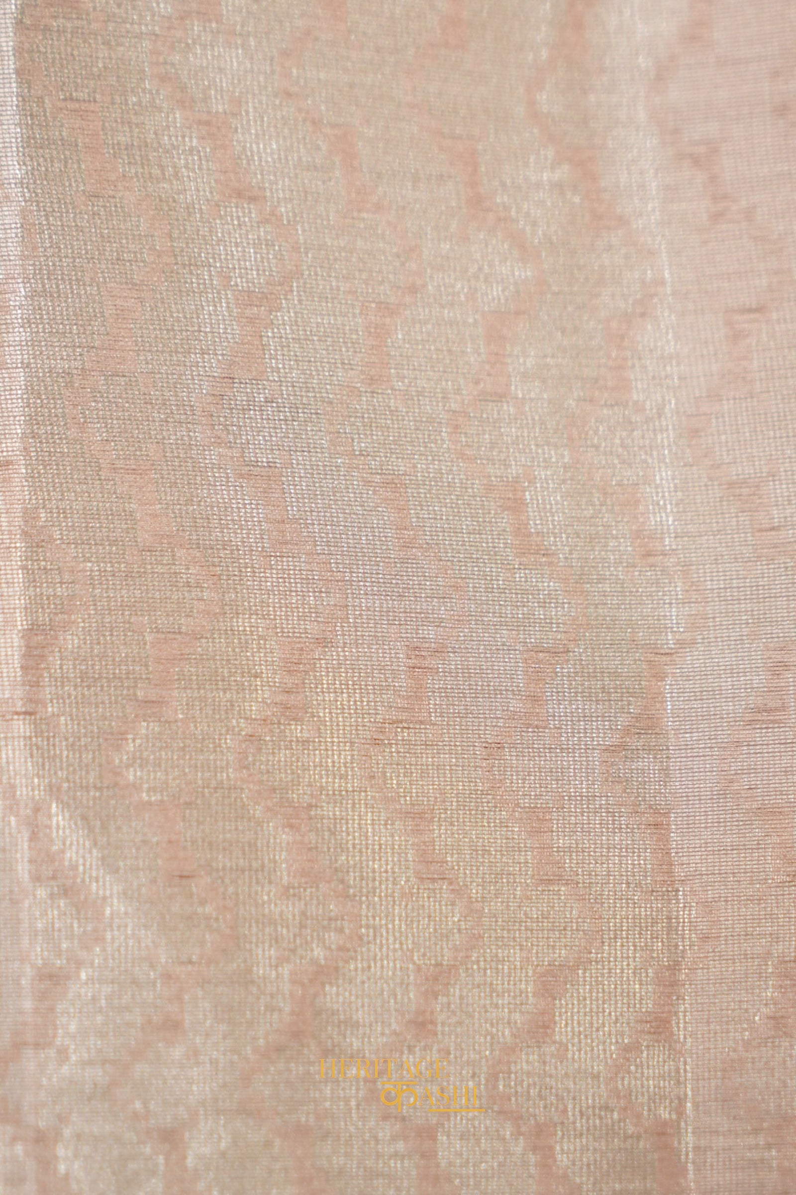 Peach Kora Silk Dhakai Floral Weaving Banarasi Saree