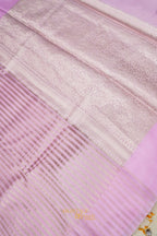 Light Pink Banarasi Silk Stripe Saree with Premium Satin Border