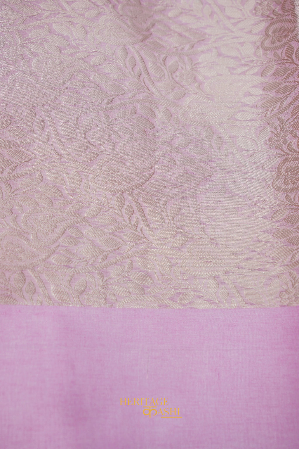 Light Pink Banarasi Silk Stripe Saree with Premium Satin Border