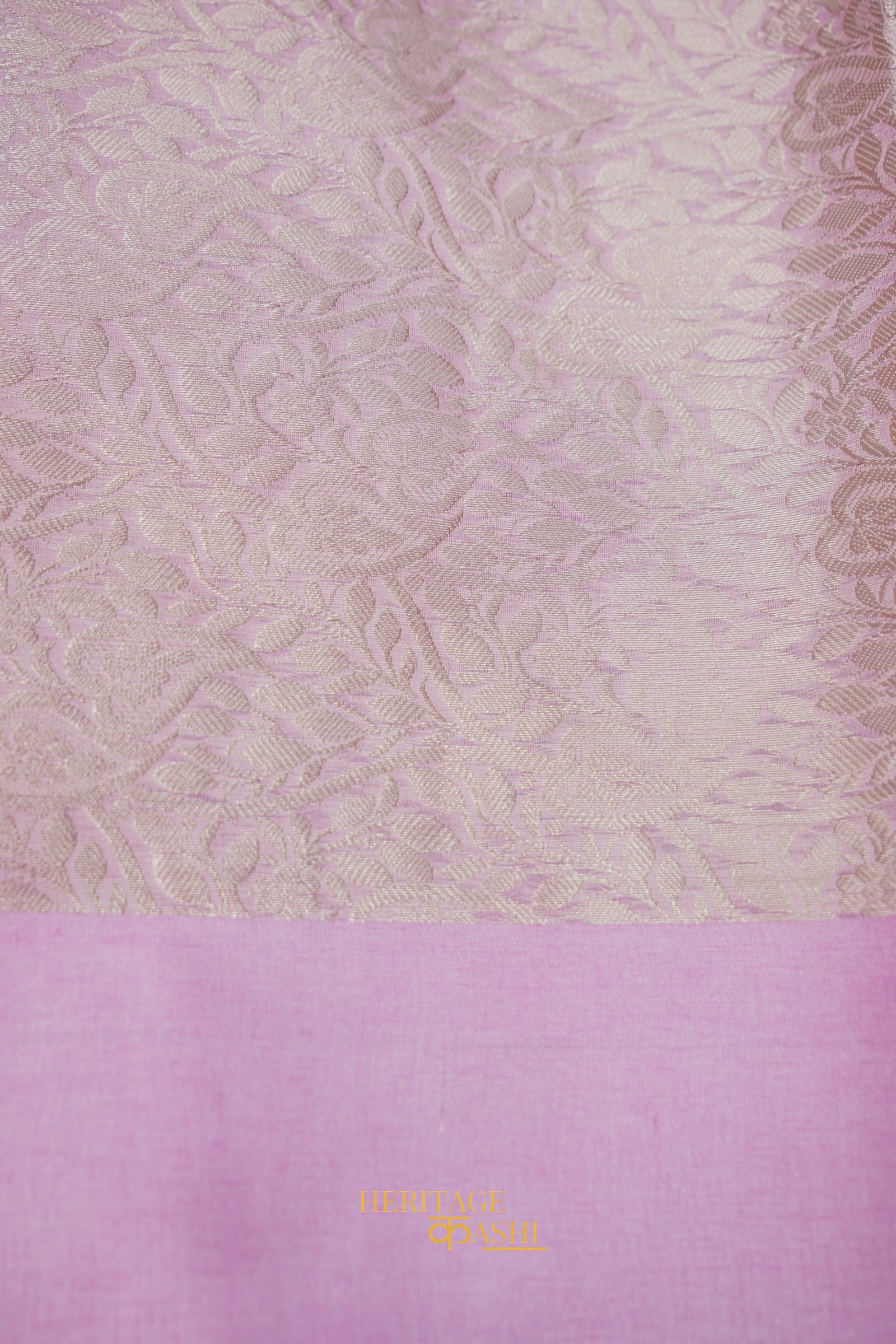 Light Pink Banarasi Silk Stripe Saree with Premium Satin Border