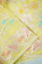 Lemon Yellow Kora Silk Dhakai Floral Weaving Banarasi Saree