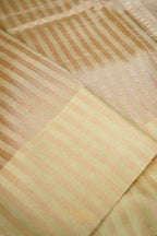 Cream Banarasi Silk Stripe Saree with Premium Satin Border