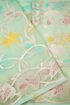 Mint Green Kora Silk Dhakai Floral Weaving Banarasi Saree