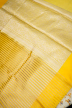 Mustard Yellow Banarasi Silk Stripe Saree with Premium Satin Border
