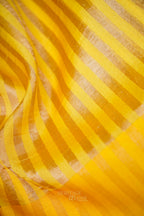 Mustard Yellow Banarasi Silk Stripe Saree with Premium Satin Border
