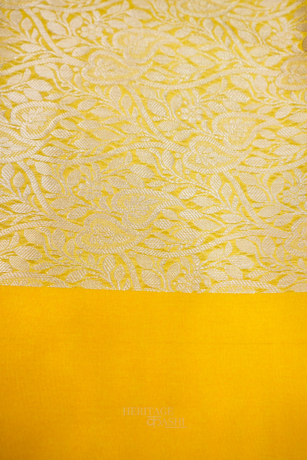 Mustard Yellow Banarasi Silk Stripe Saree with Premium Satin Border