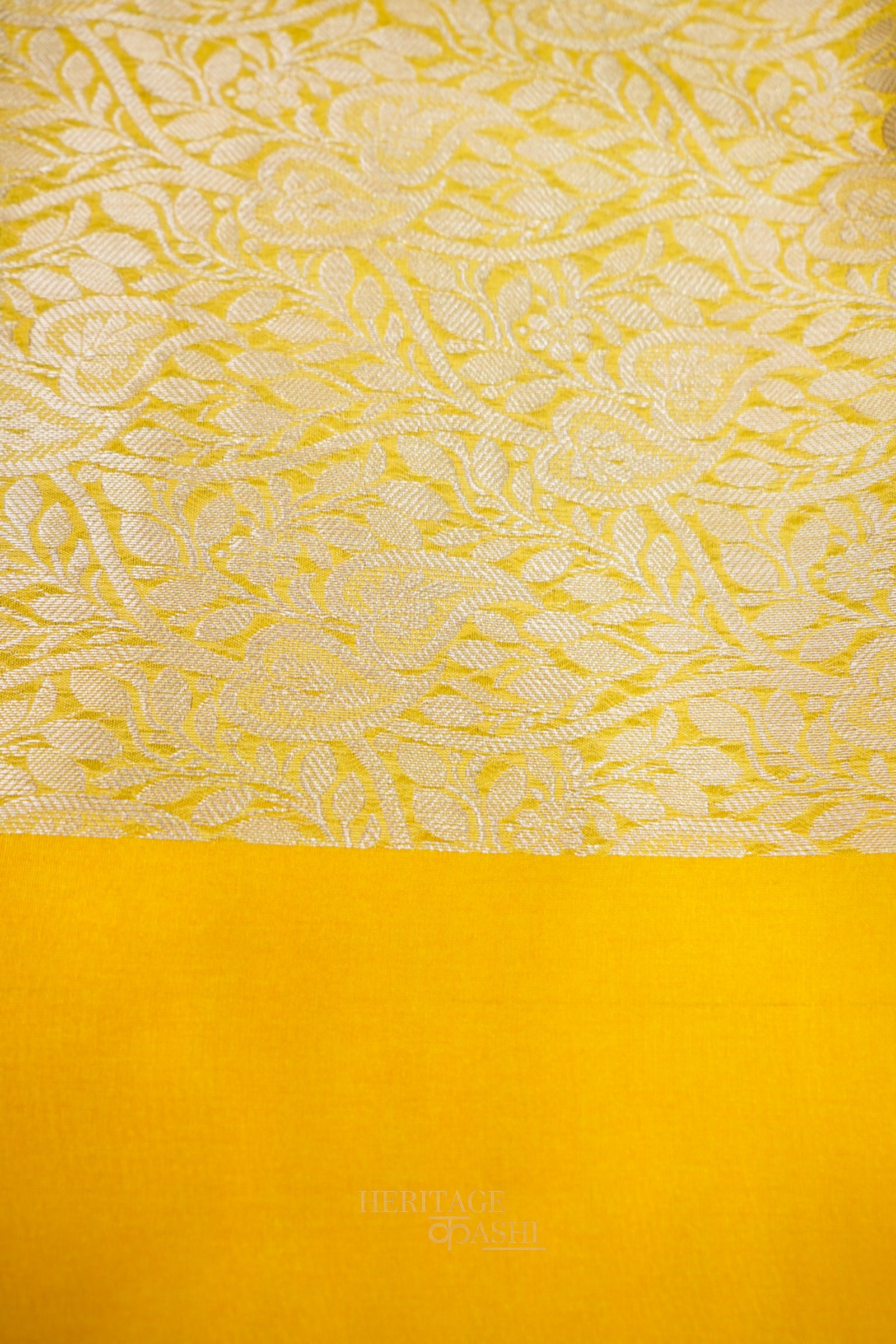 Mustard Yellow Banarasi Silk Stripe Saree with Premium Satin Border