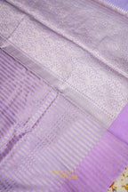 Lavender Banarasi Silk Stripe Saree with Premium Satin Border