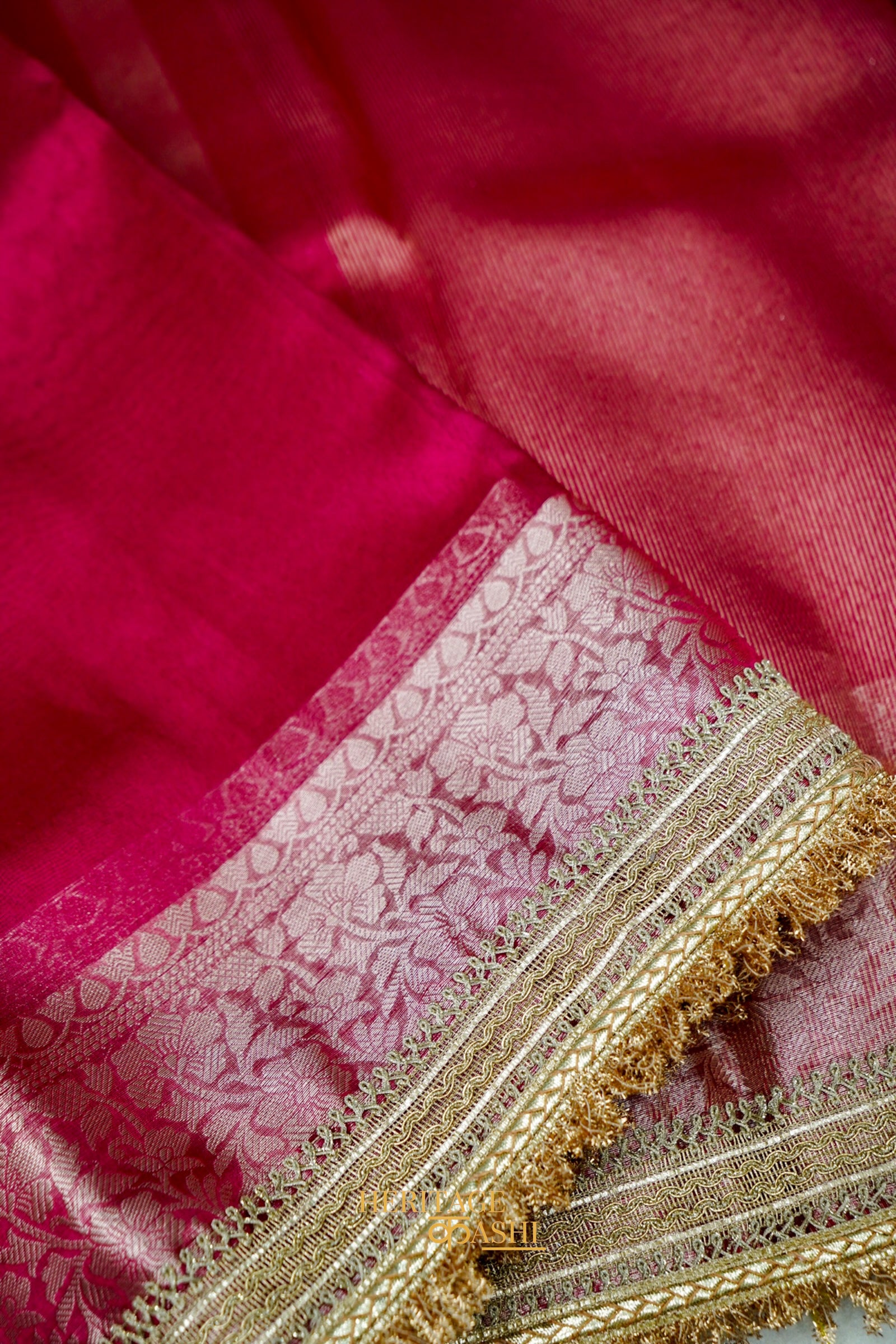 Gulabi Pink Maharani Tissue Silk Saree