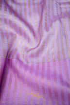 Lavender Banarasi Silk Stripe Saree with Premium Satin Border