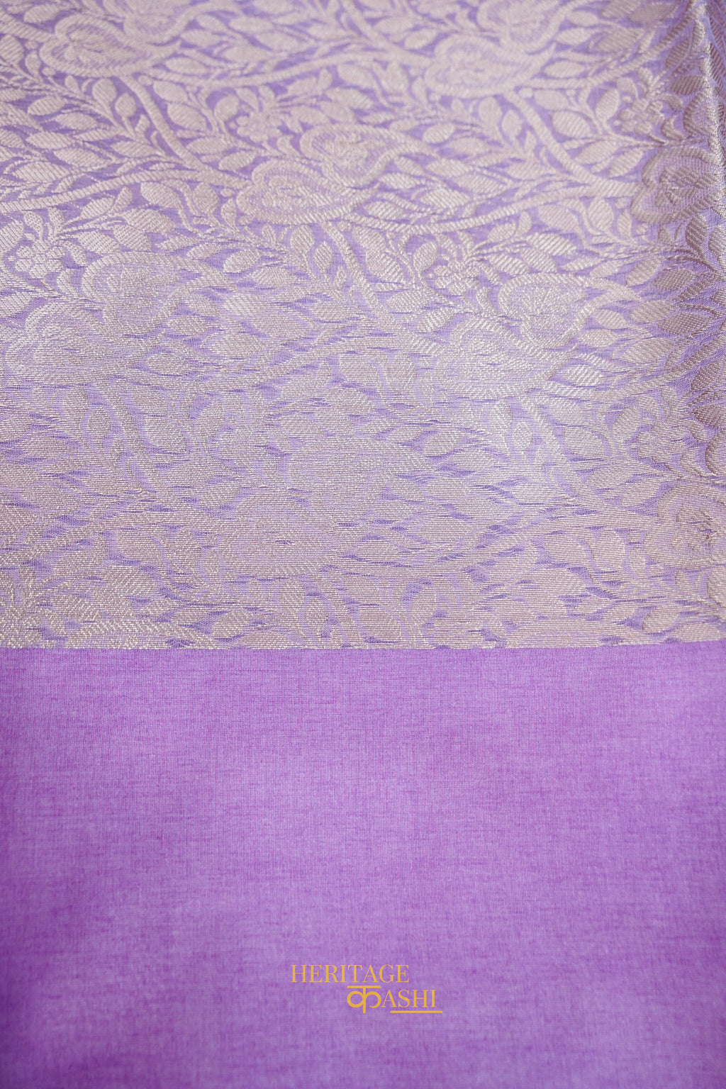 Lavender Banarasi Silk Stripe Saree with Premium Satin Border