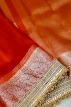 Burnt Orange Maharani Tissue Silk Saree