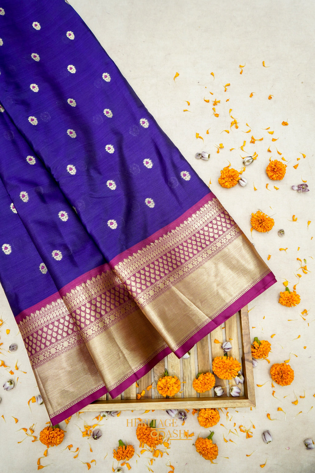 Royal Purple Soft Banarasi Zari Buti Silk Saree