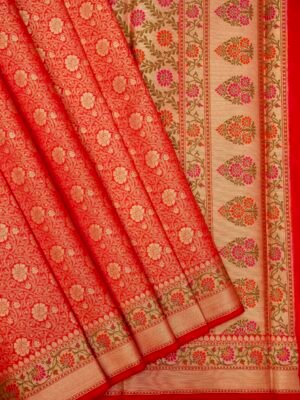 Red Katan Brocade Fancy Paithani Border Saree