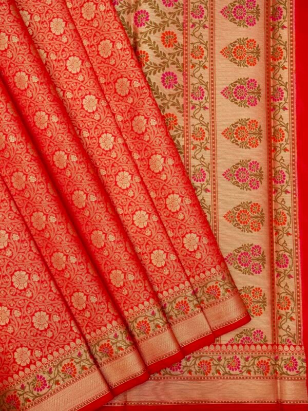 Red Katan Brocade Fancy Paithani Border Saree