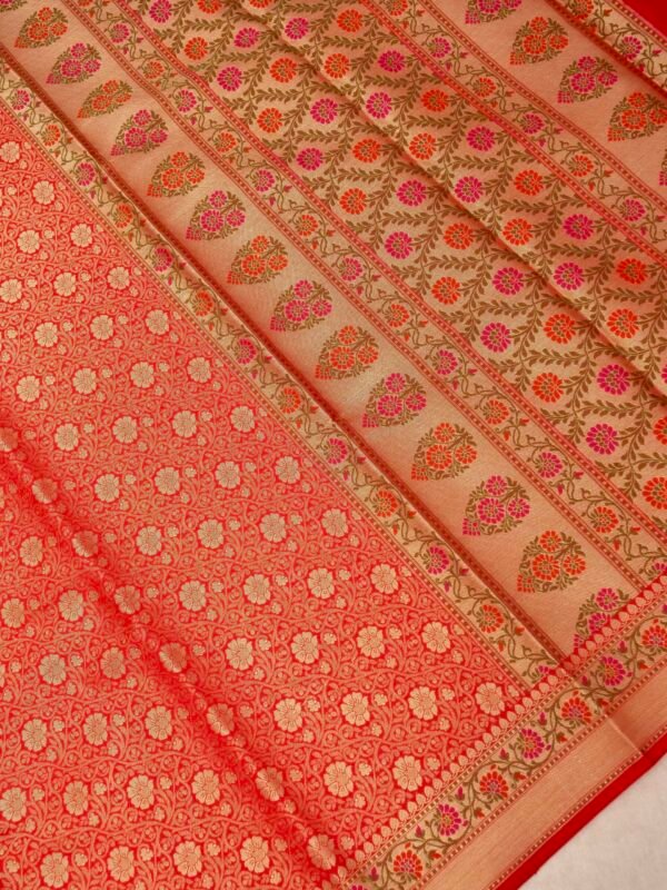 Red Katan Brocade Fancy Paithani Border Saree - Image 4