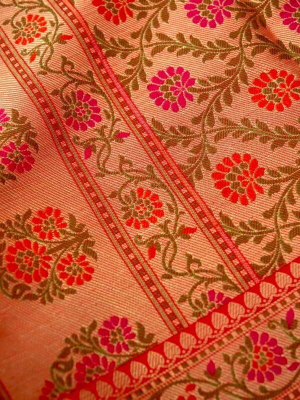 Red Katan Brocade Fancy Paithani Border Saree - Image 6