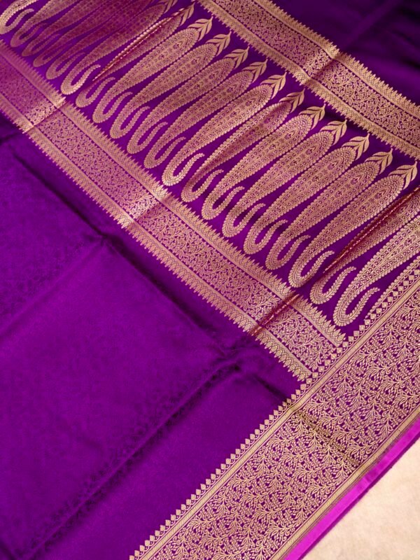Magenta Tanchui Satin Handloom Kadhuwa Saree - Image 3