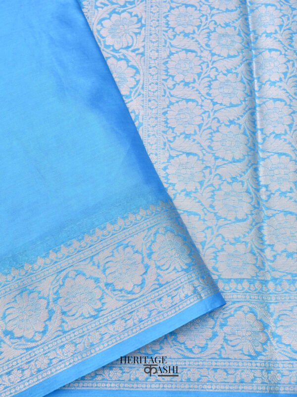 Light Blue Warm Silk Plain Saree - Image 2