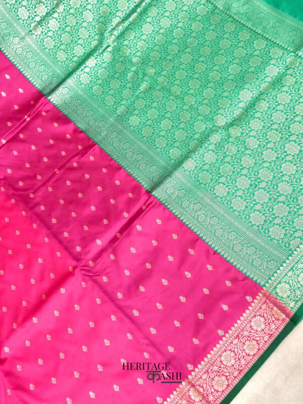 Pink Banarasi Silk Buti Saree - Image 4
