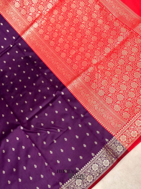 Navy Blue Banarasi Silk Buti Saree - Image 4