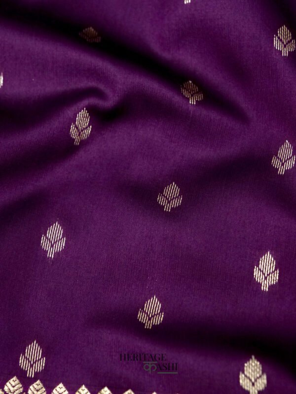 Navy Blue Banarasi Silk Buti Saree - Image 5