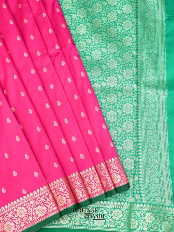 Pink Banarasi Silk Buti Saree - Image 2